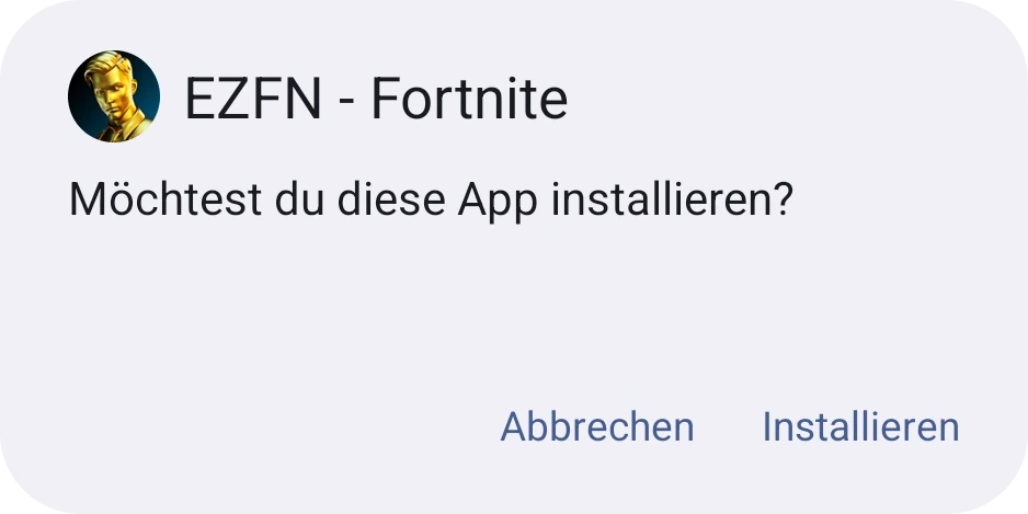 Android-Installationsdialog für EZFN - Fortnite mit Button „Installieren“