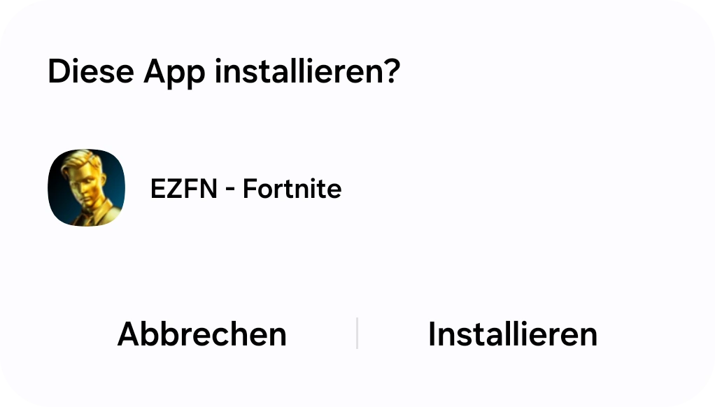 Android-Installationsdialog für EZFN - Fortnite mit Button „Installieren“