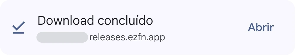 Chrome mostrando o download concluído de EZFN-Hybrid.apk com um botão Abrir
