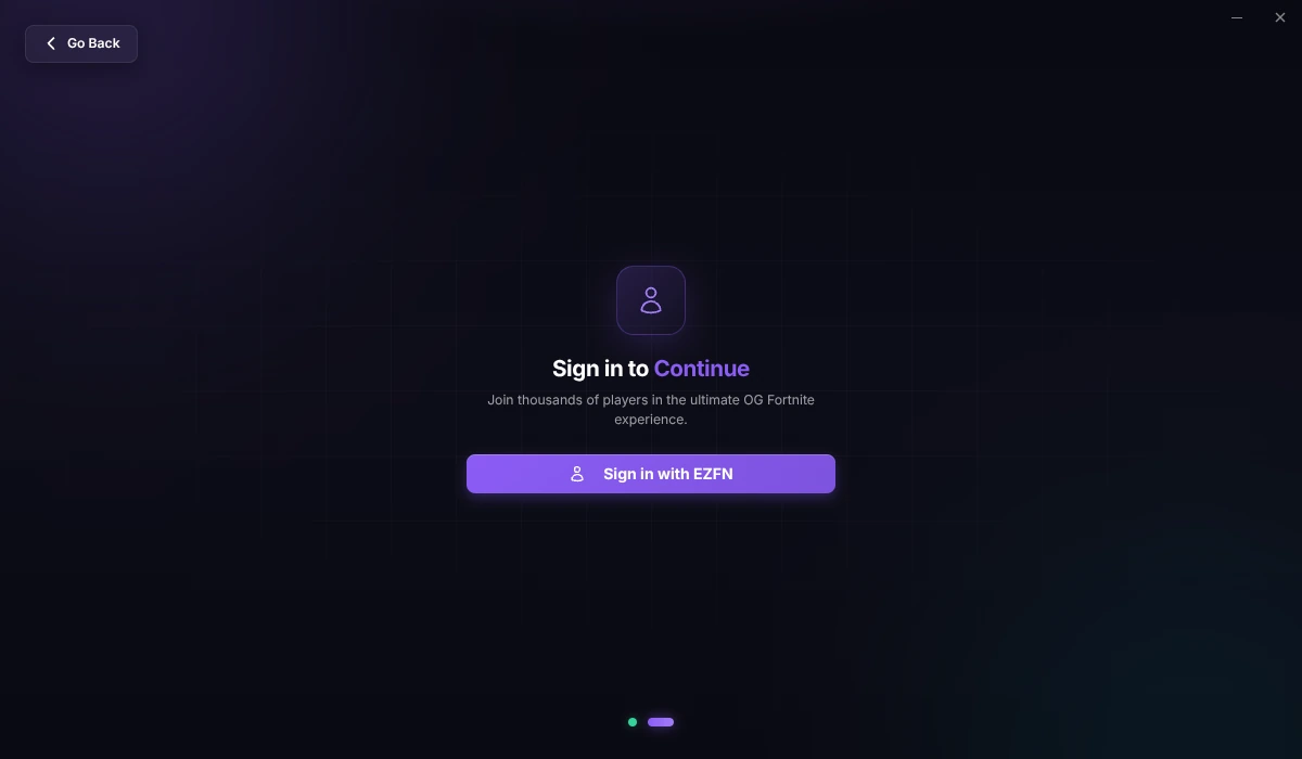 Login screen of the launcher with the Sign in with EZFN button