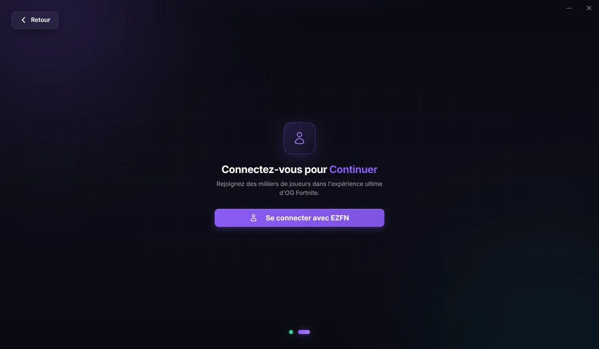 Écran de connexion du launcher avec le bouton Se connecter avec EZFN