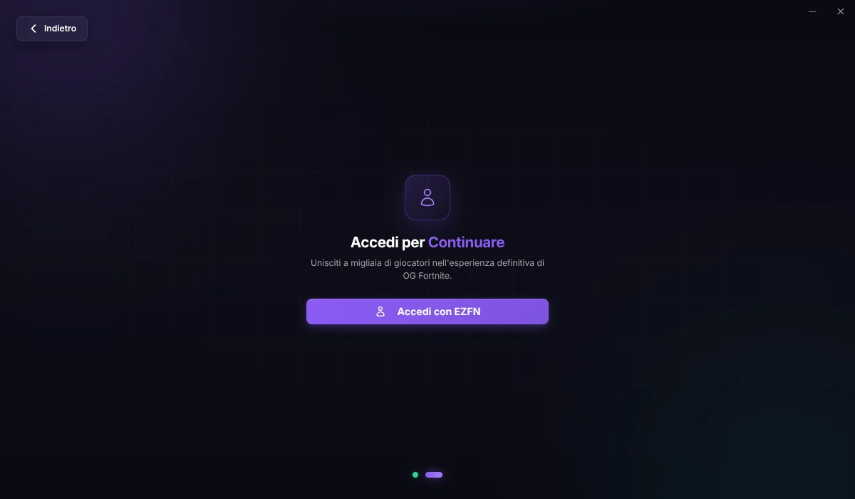 Schermata di accesso del launcher con il pulsante Accedi con EZFN