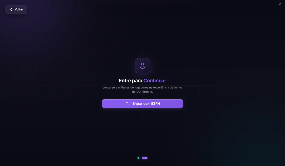 Tela de login do launcher com o botão Entrar com EZFN